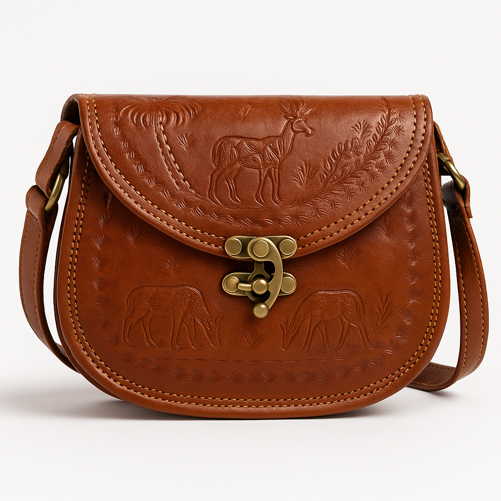 Leather Deer Embossed Shoulder sling Bag For Women & Girls
